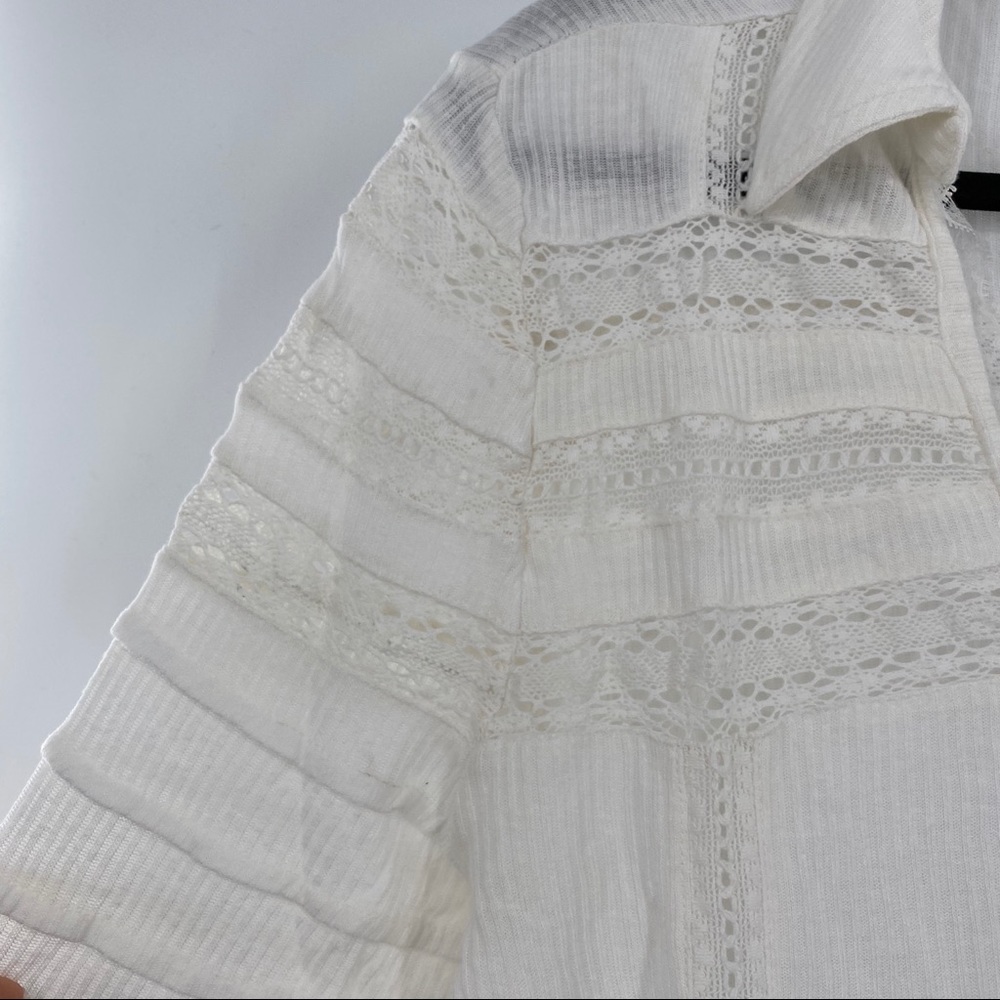 Free People NWT Set To Stun Tunic Top Long Sleeve V Neck Hi Low White Small New - Picture 3 of 7